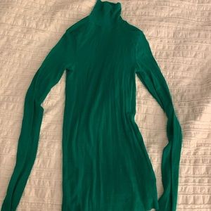 COS kelly green merino wool slim fit turtleneck top